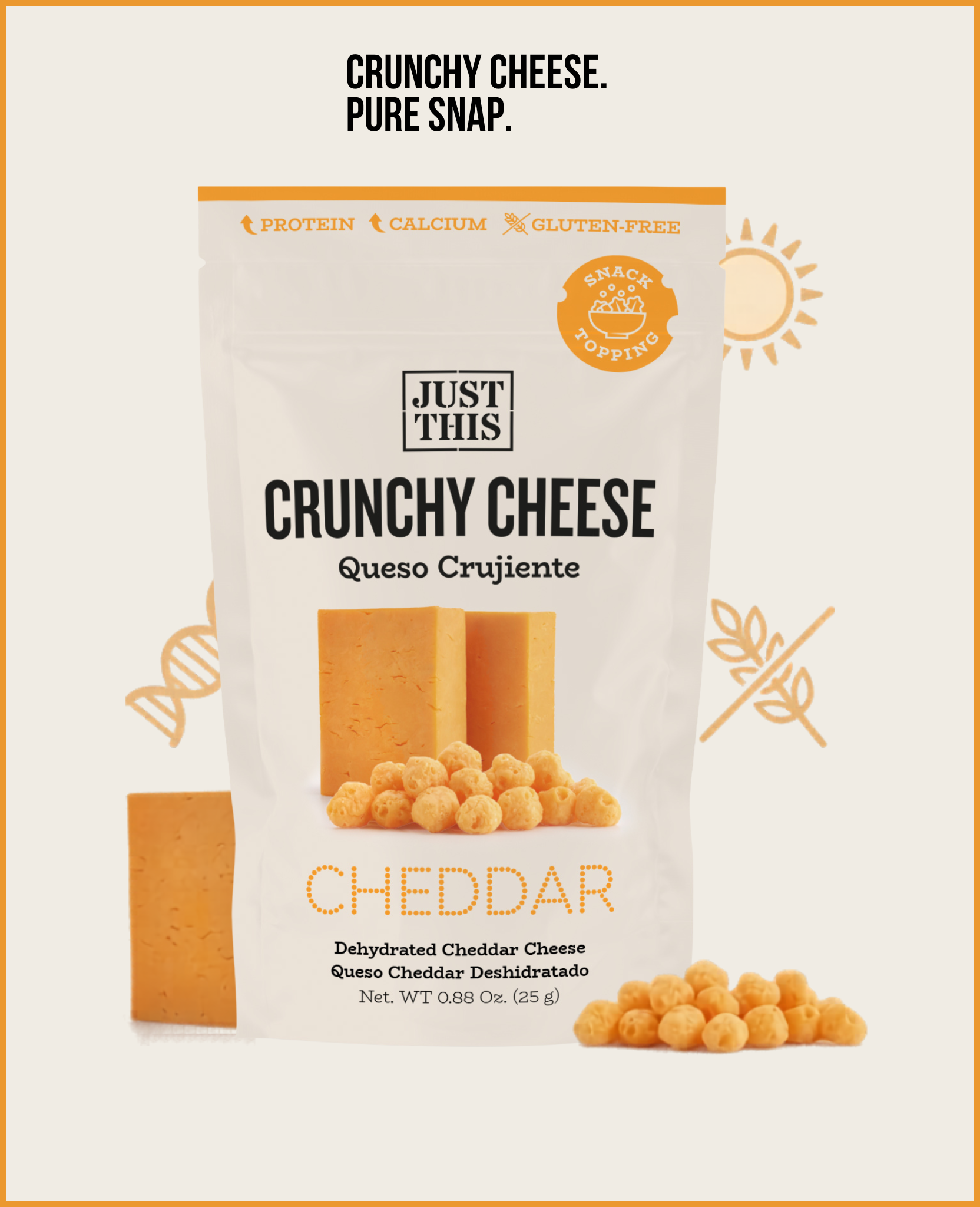 JUST THIS Crunchy Cheese Cheddar 25g JUST THIS Crunchy Cheese Cheddar 25g - Image 1