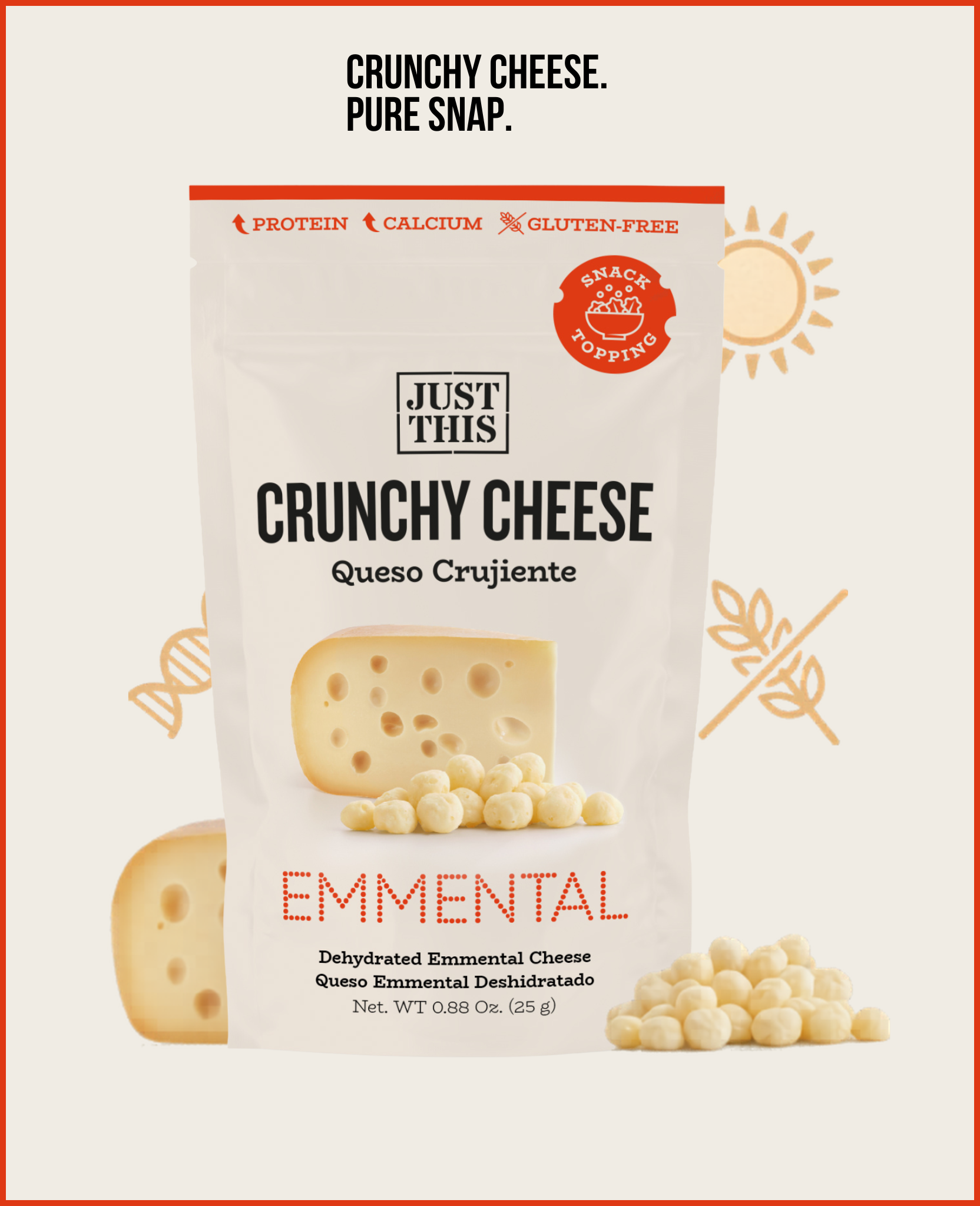 JUST THIS Crunchy Cheese Emmental 25g JUST THIS Crunchy Cheese Emmental 25g - Image 1