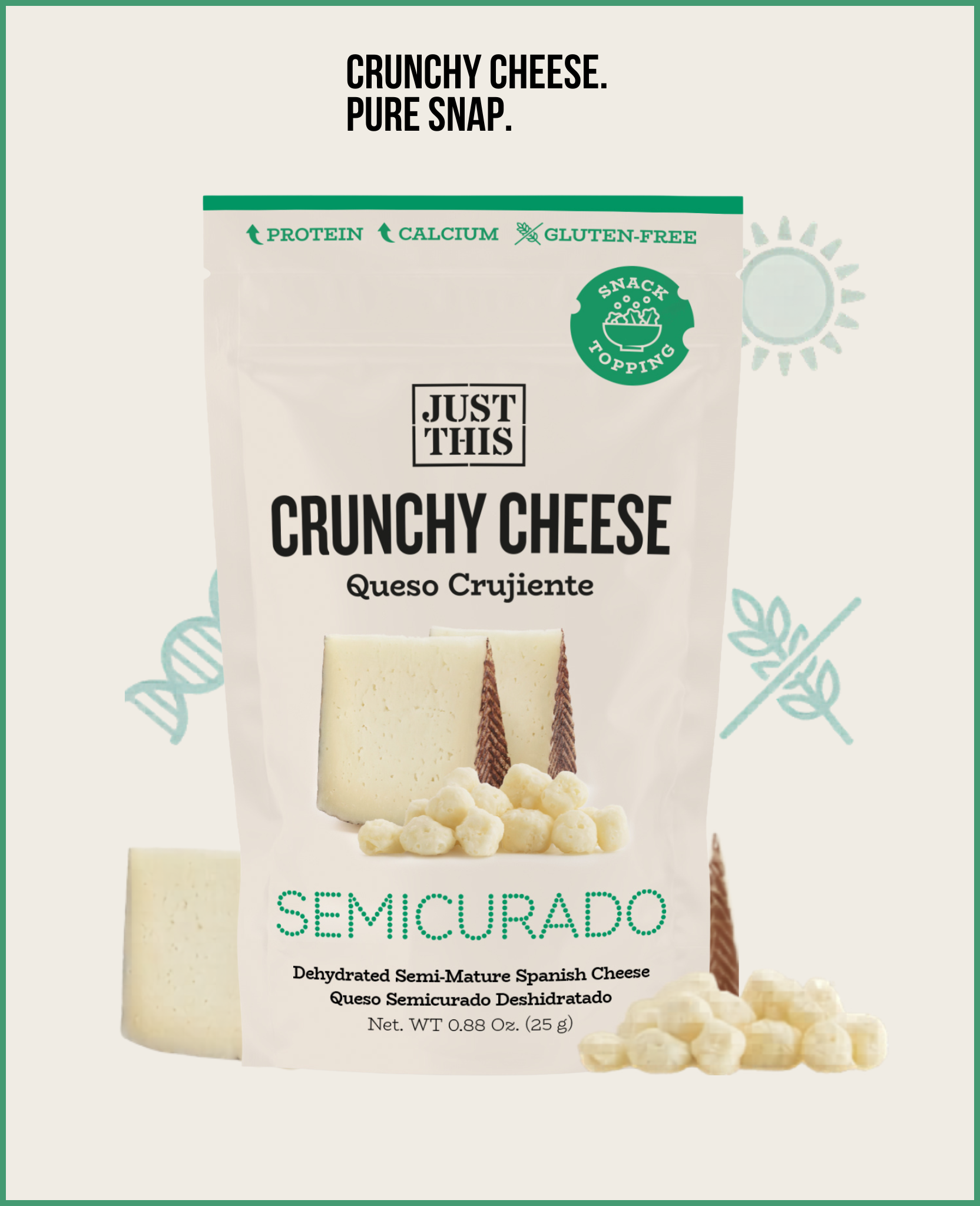 JUST THIS Crunchy Cheese Semicurado 25g JUST THIS Crunchy Cheese Semicurado 25g - Image 1