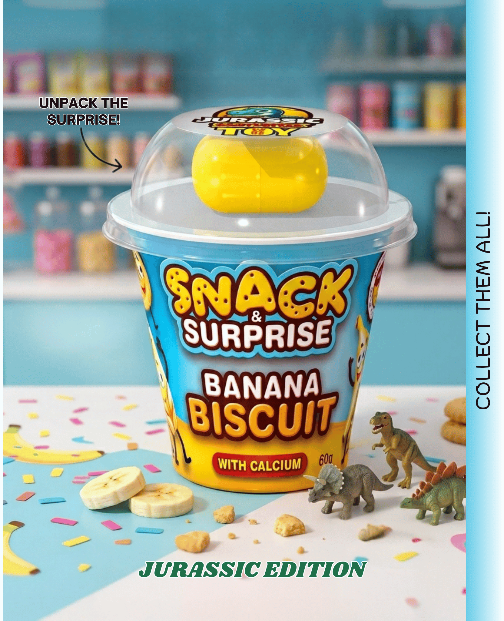 Snack and Surprise Banana Biscuits (Jurassic) 60g Snack and Surprise Banana Biscuits (Jurassic) 60g - Image 1